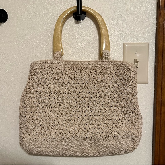 NWOT Liz Claiborne Cream Knit Bag - Picture 6 of 6